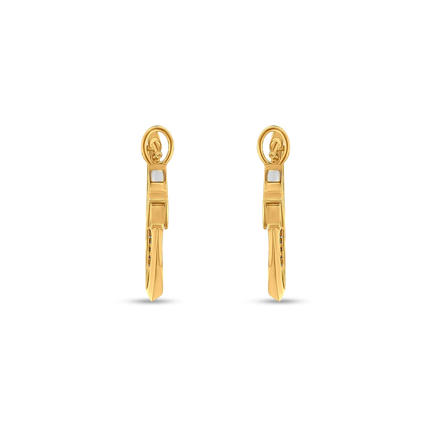 18K Gold Round Diamond Huggie Earrings