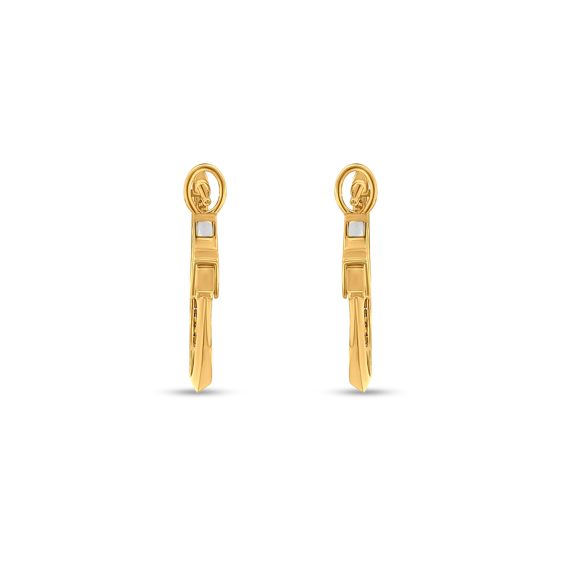 18K Gold Round Diamond Huggie Earrings