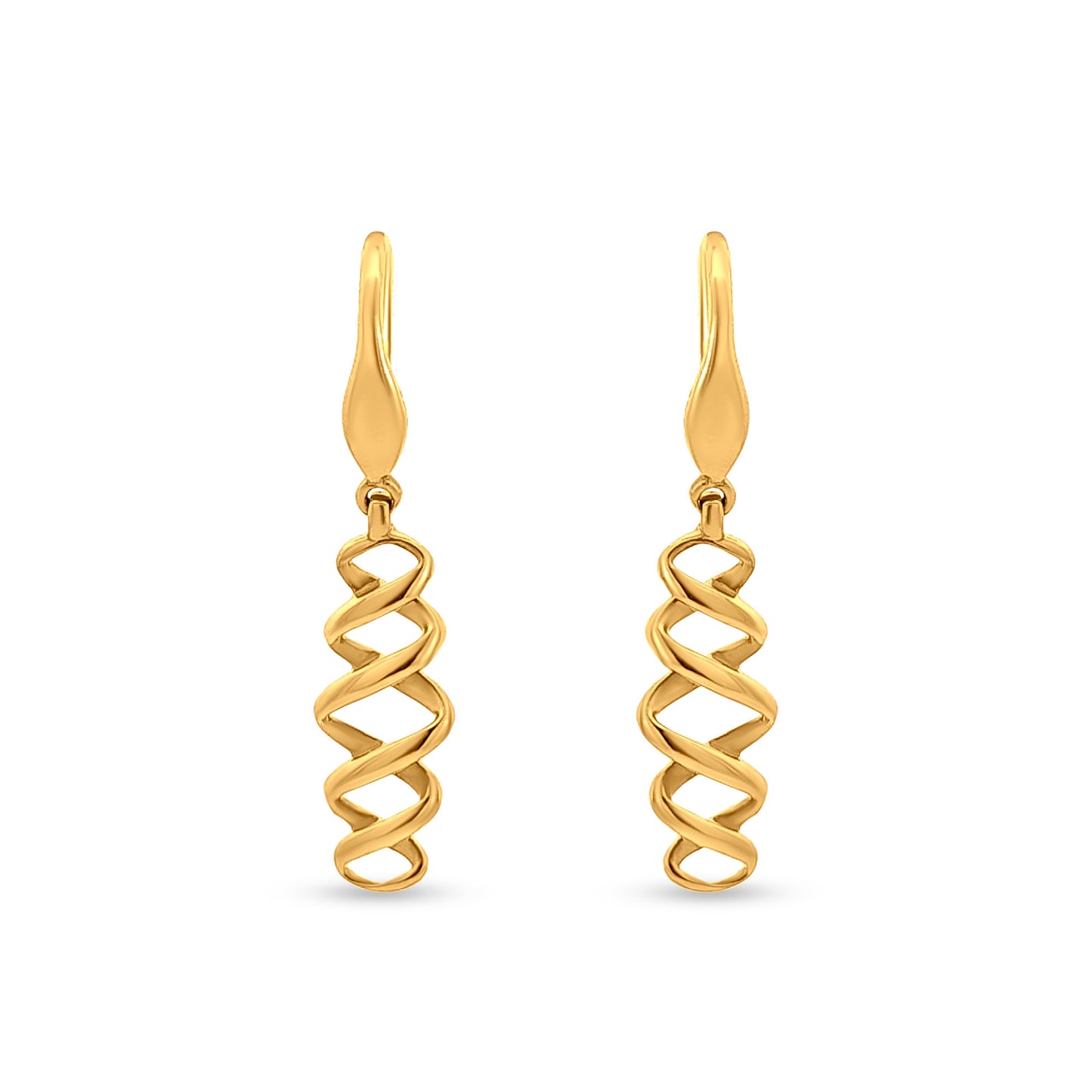 Wave Elegance: 22k Yellow Gold Contemporary Drop Earrings