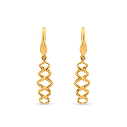 Wave Elegance: 22k Yellow Gold Contemporary Drop Earrings