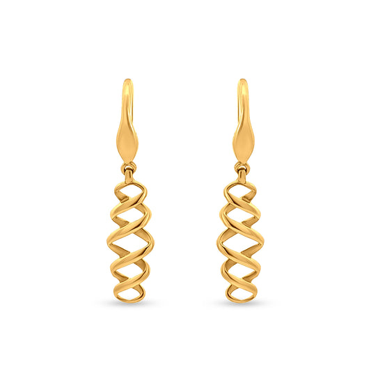 Wave Elegance: 22k Yellow Gold Contemporary Drop Earrings