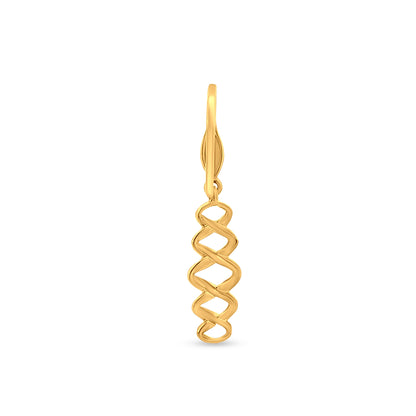 Wave Elegance: 22k Yellow Gold Contemporary Drop Earrings