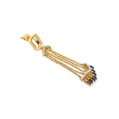 18k Yellow Gold Drop Earrings with Blue Stone