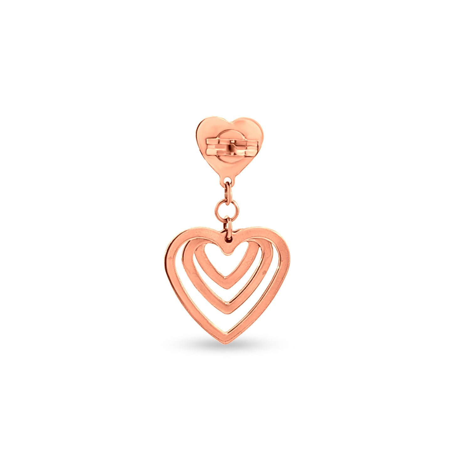 18k Rose Gold Triple Heart Dangle Earrings