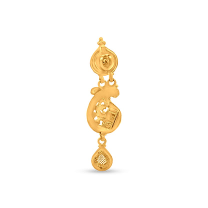 22k Gold Traditional Drop Earrings with Charm