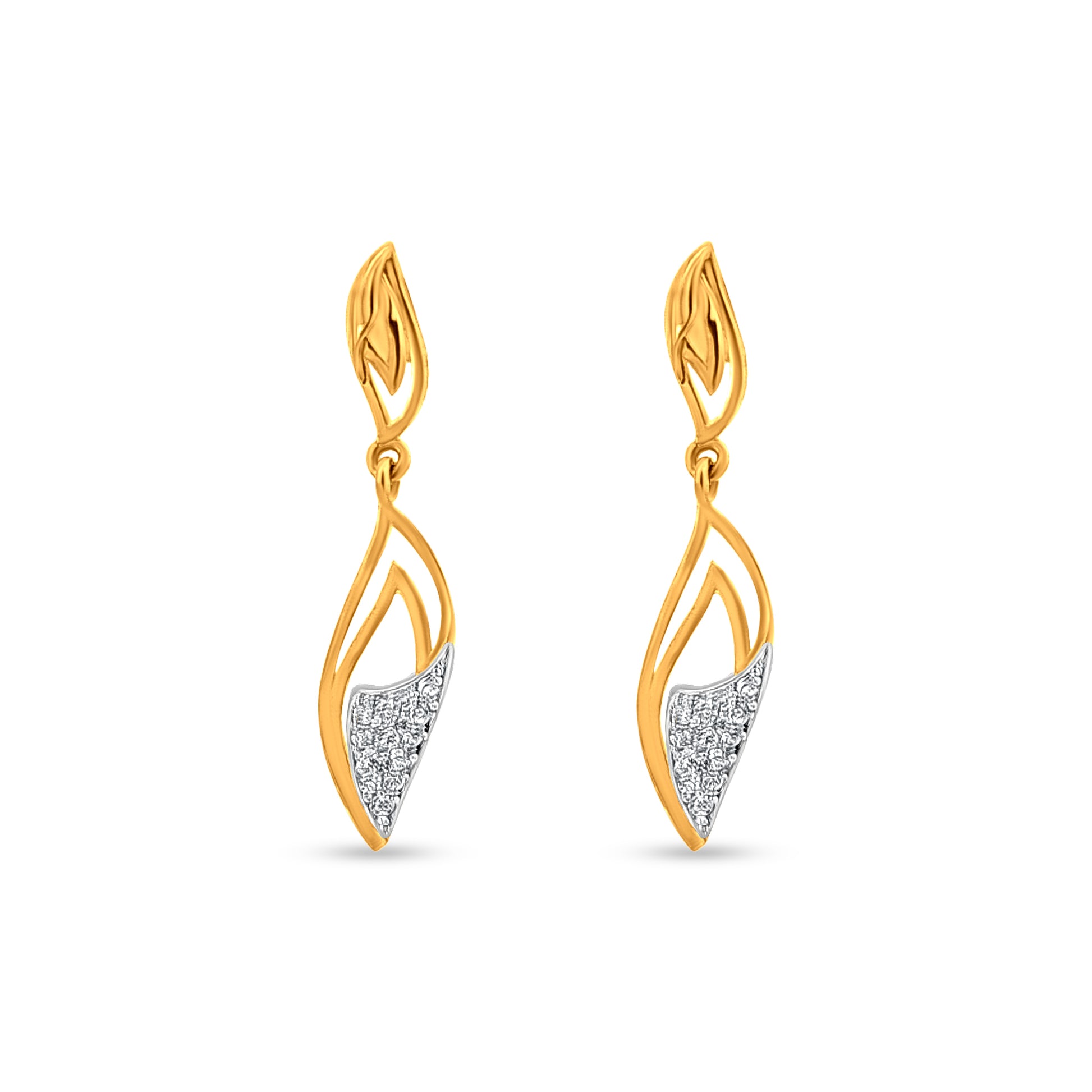 Gold Flame Motif Drop Earrings