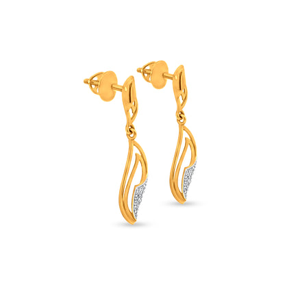 Gold Flame Motif Drop Earrings