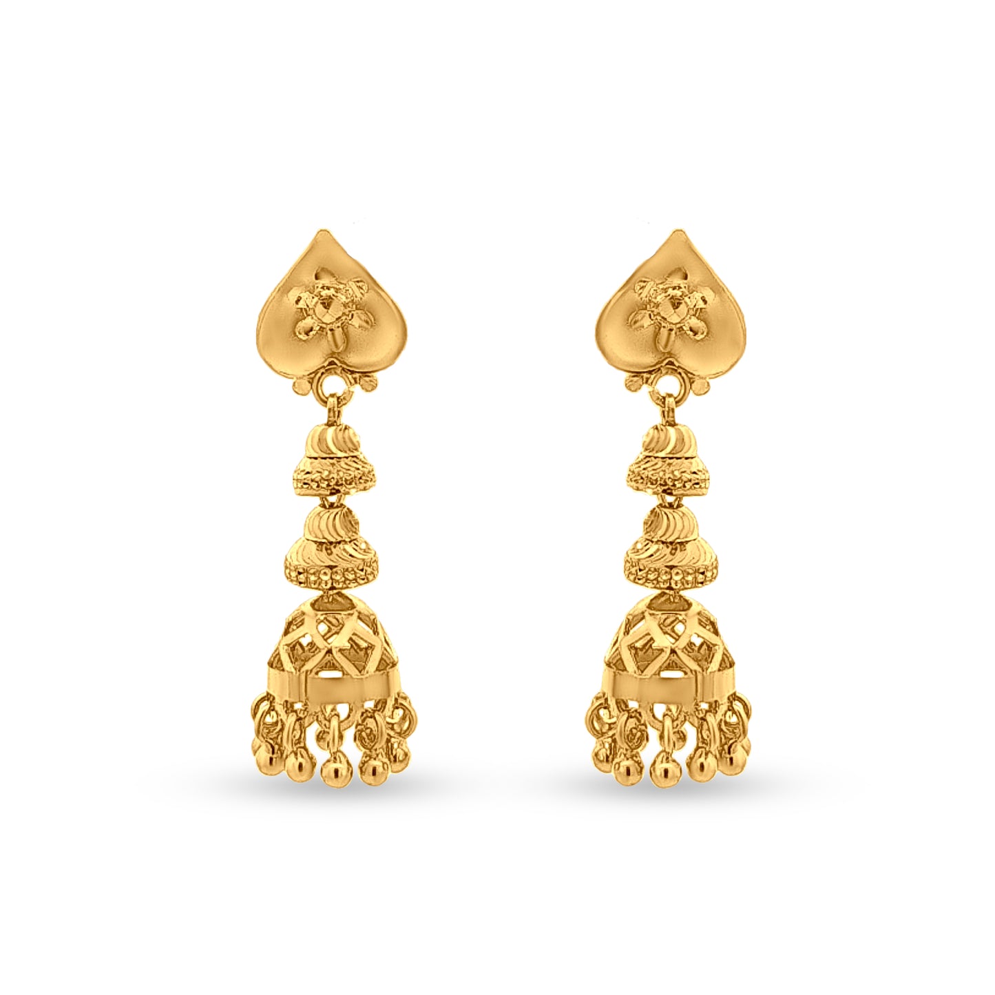 22k Gold Modern Bell Motif Jhumkas