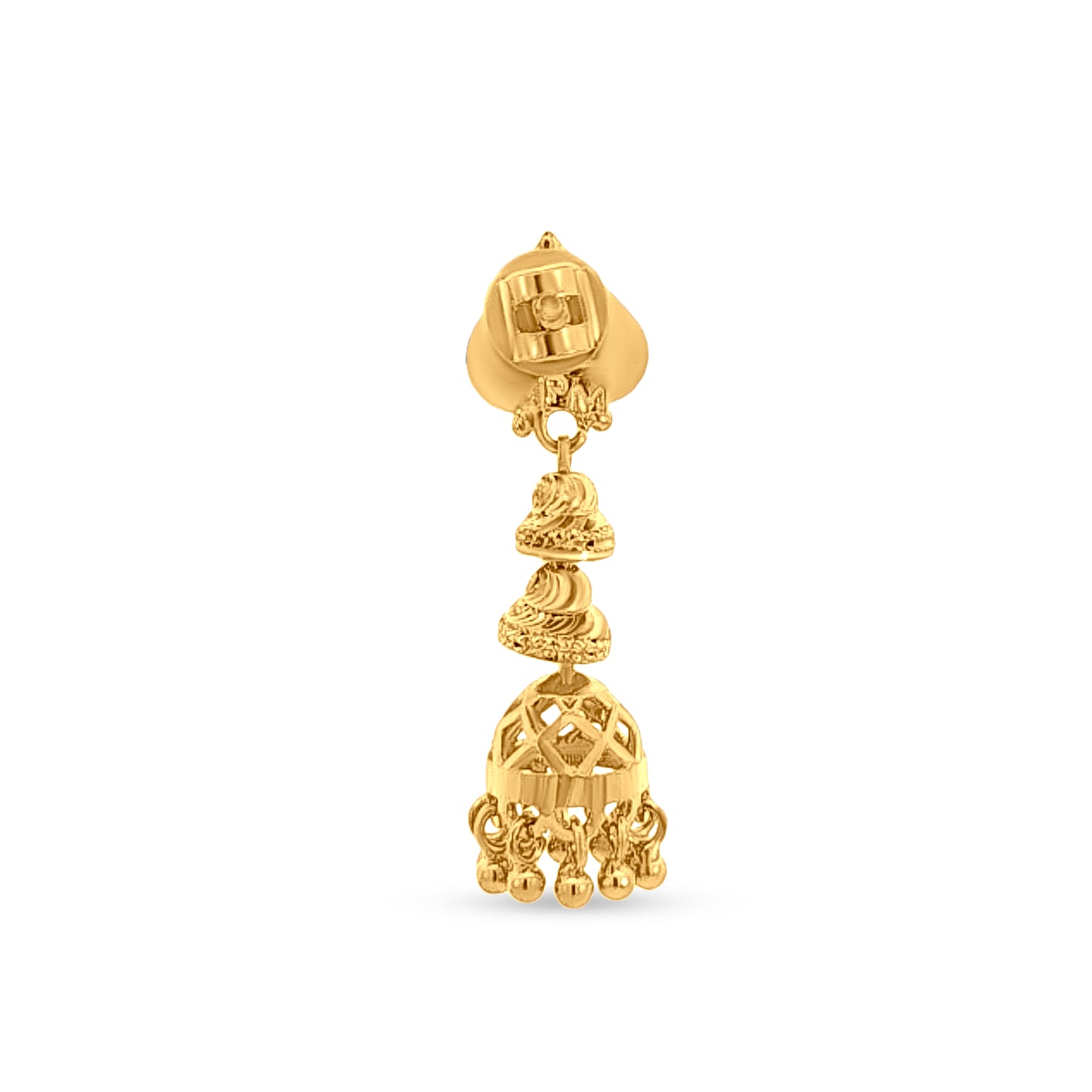 22k Gold Modern Bell Motif Jhumkas