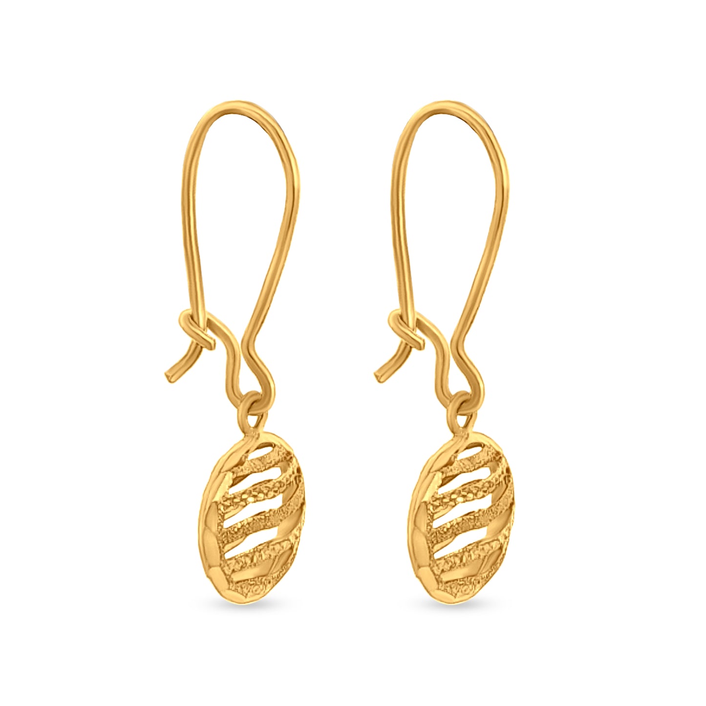 22k Gold Hanging Coin Kidney Wire Lock Earring