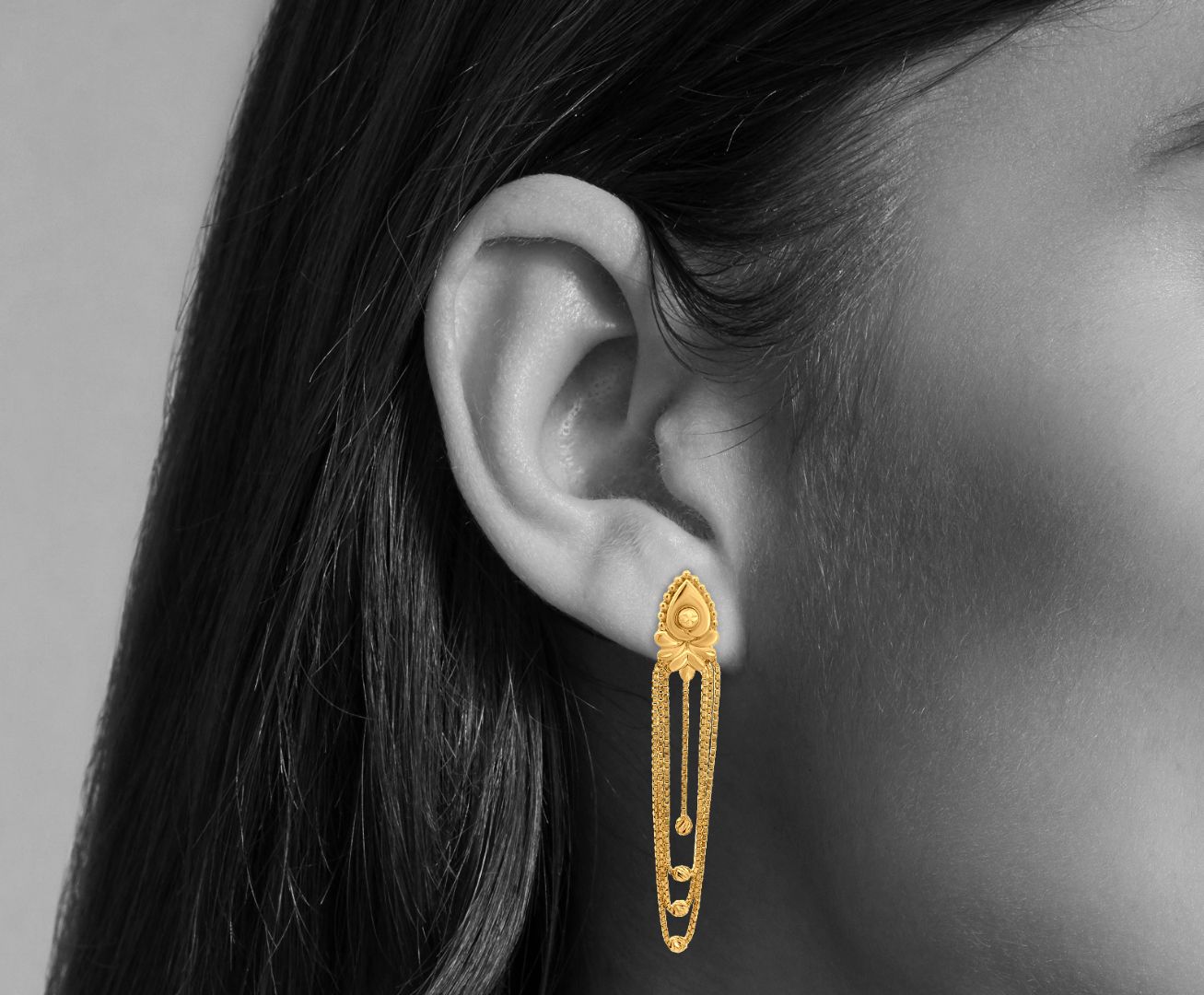 Gold Layered Chain Drop Earrings