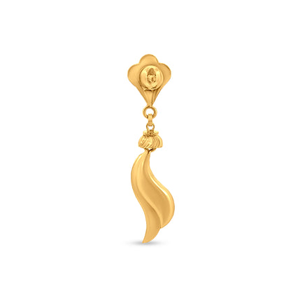 22k Gold Wave Design Drop Earrings for Women