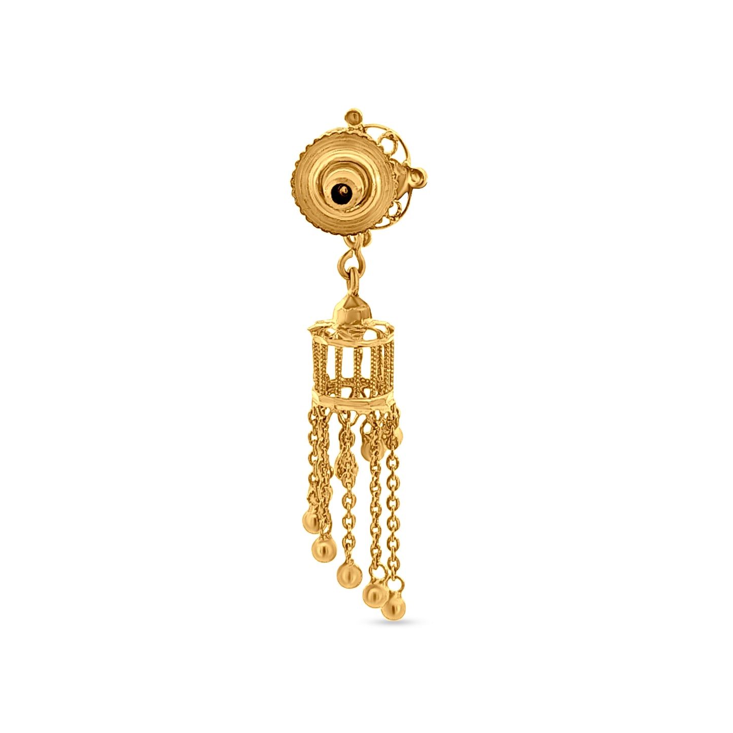 22K Yellow Gold Jhumka Earrings with Floral Button on Top