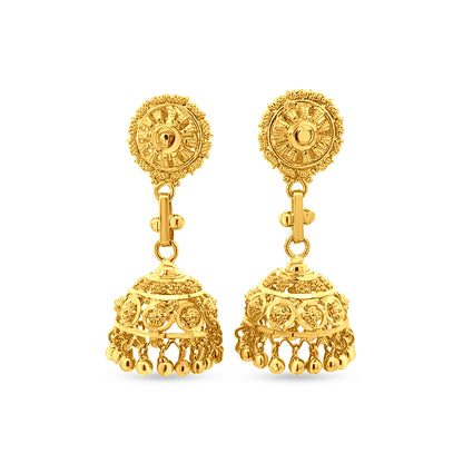 22K Gold Traditional Jhumka Earrings