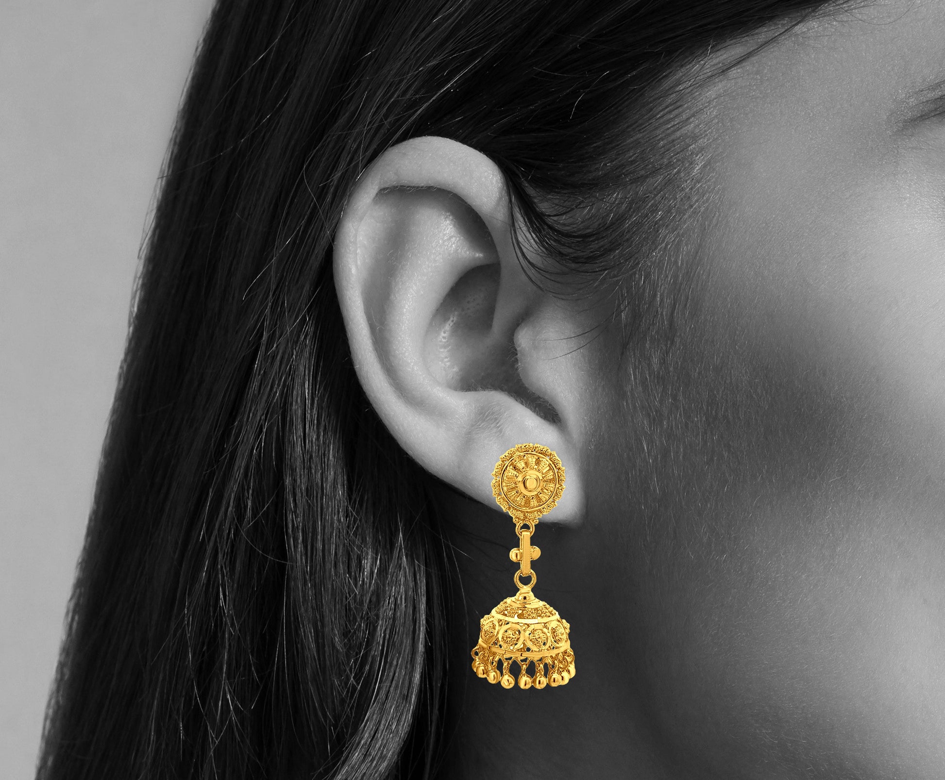 22K Gold Traditional Jhumka Earrings