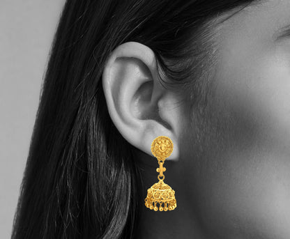 22K Gold Traditional Jhumka Earrings