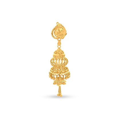 22K Yellow Gold Chandelier Arabic Jhumkas with Trinkets