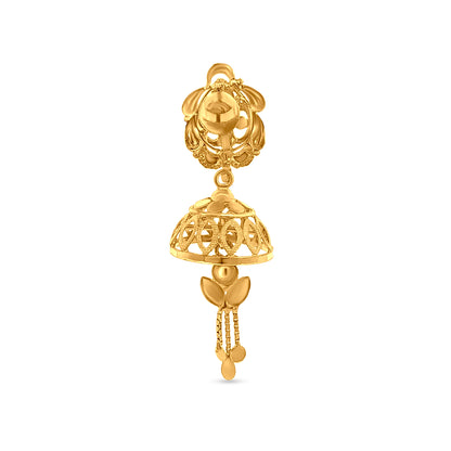 22K Gold Minimalistic Jhumkas with Hanging Trinklets