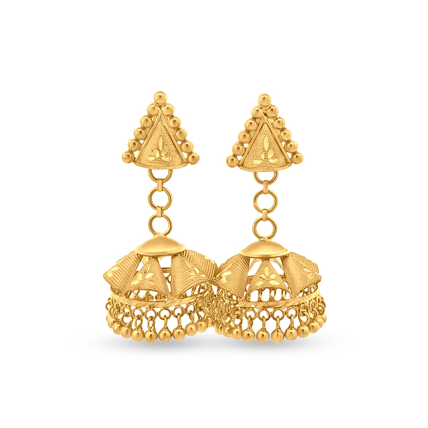 Sanya 22K Yellow Gold Jhumka Earrings with Golden Balls