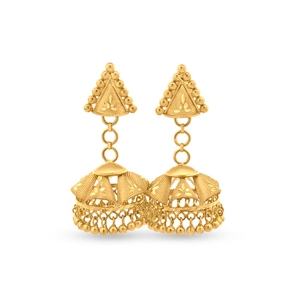 Sanya 22K Yellow Gold Jhumka Earrings with Golden Balls