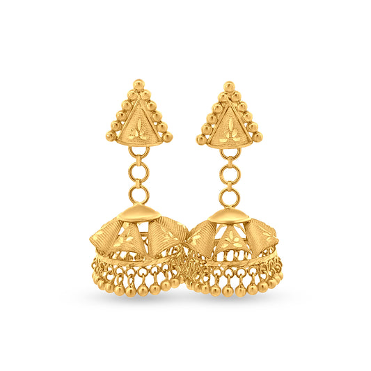 Sanya 22K Yellow Gold Jhumka Earrings with Golden Balls