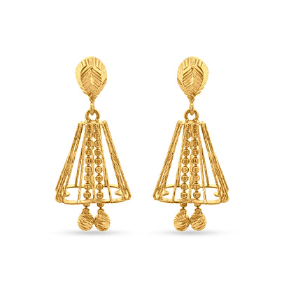 Vrishti 22K Yellow Gold Hanging Bell Jhumkas with Trinklets