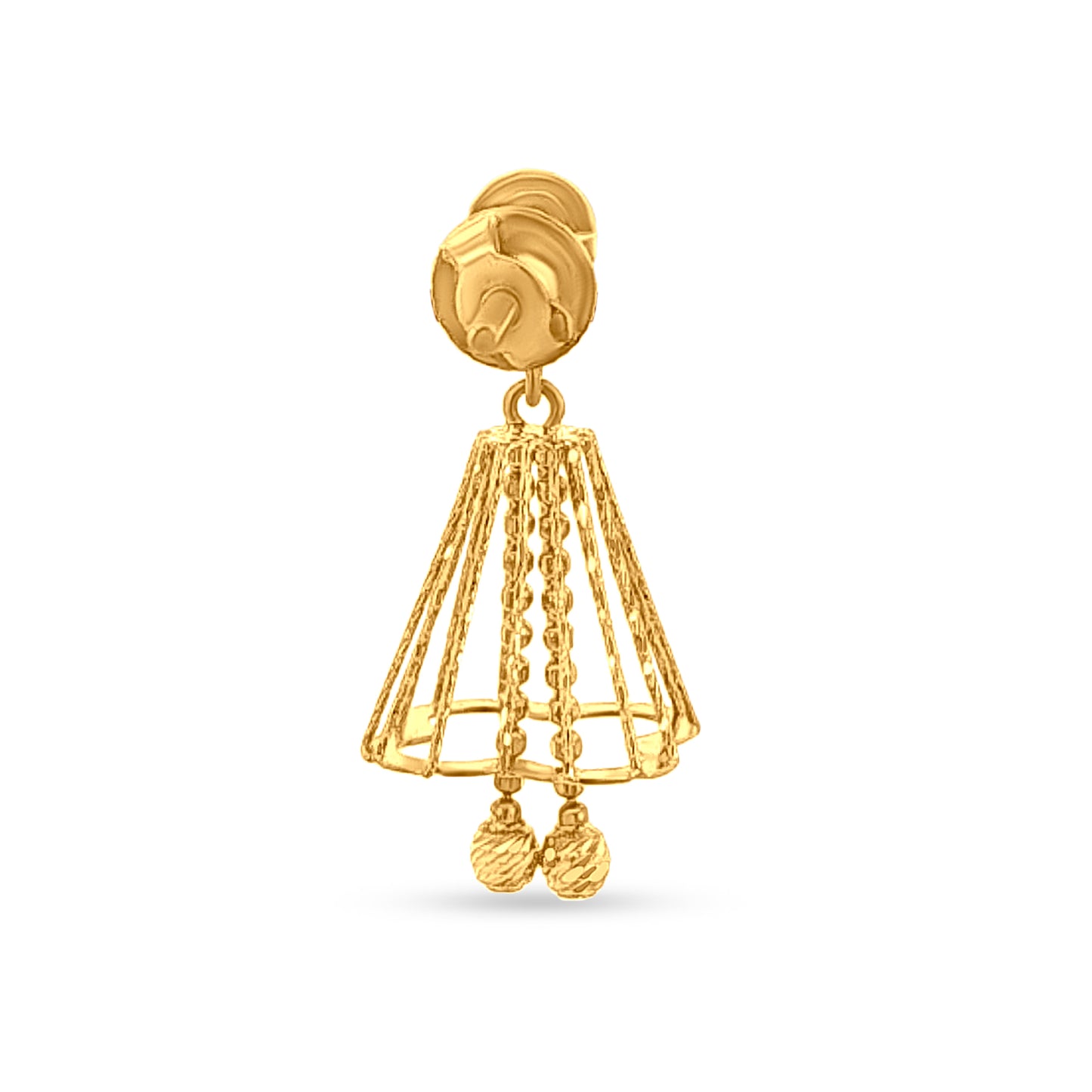 Vrishti 22K Yellow Gold Hanging Bell Jhumkas with Trinklets