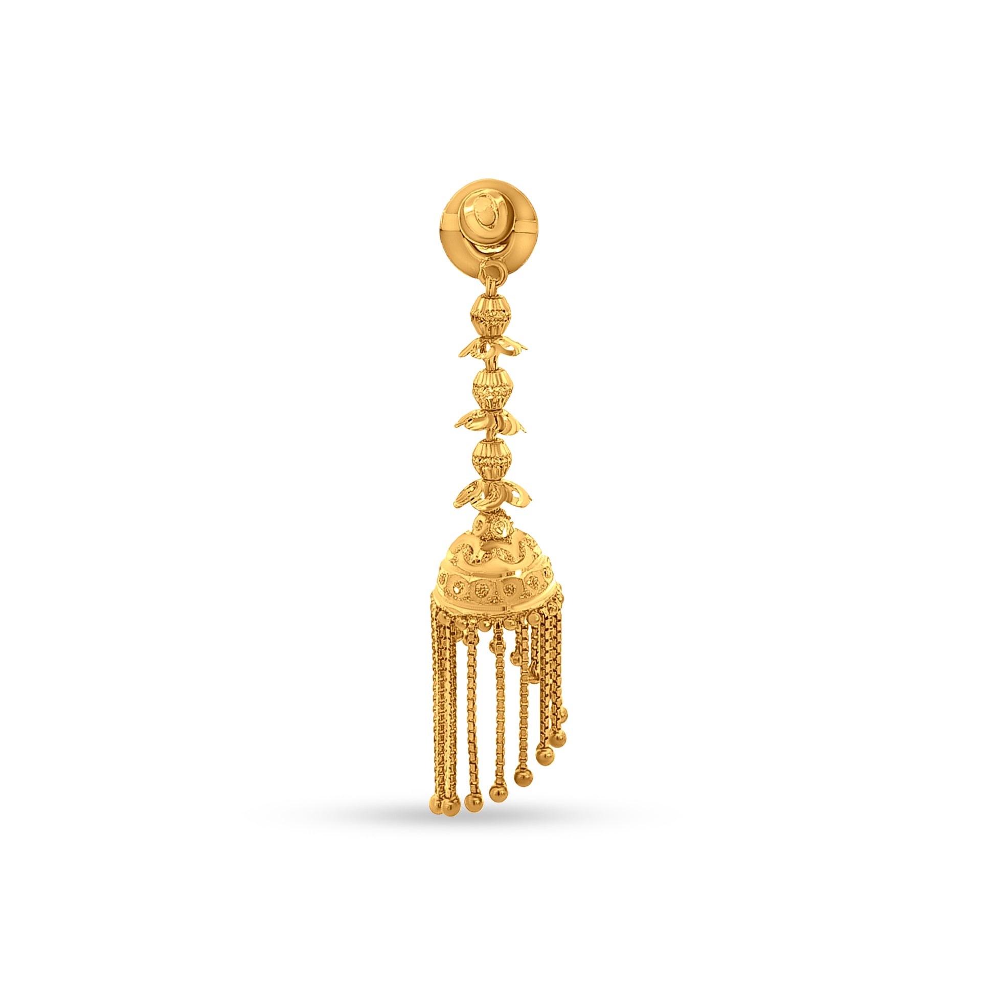 Gold Long Hanging Classical Jhumka Earrings