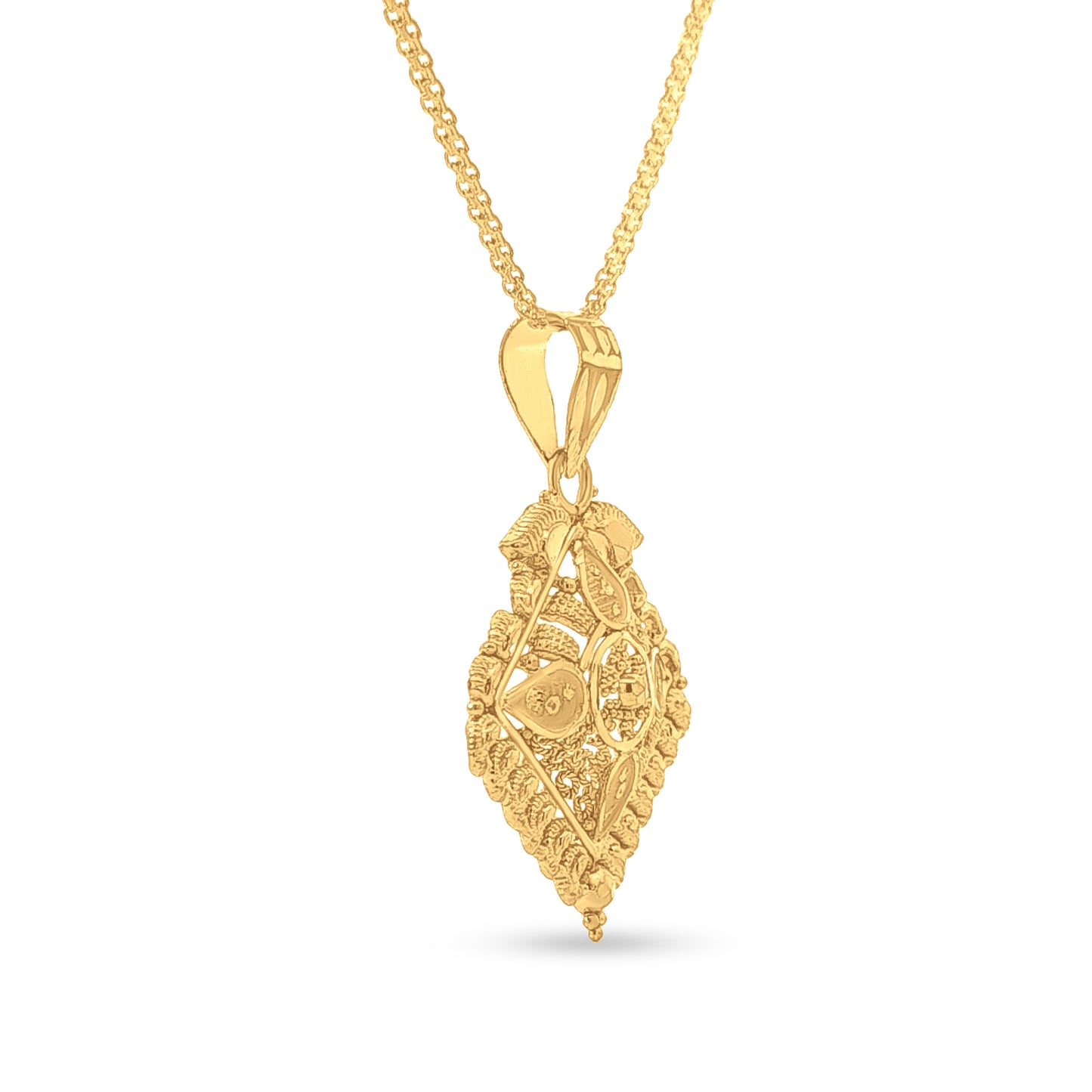 22K Gold Diamond Shape Filigree Pendant