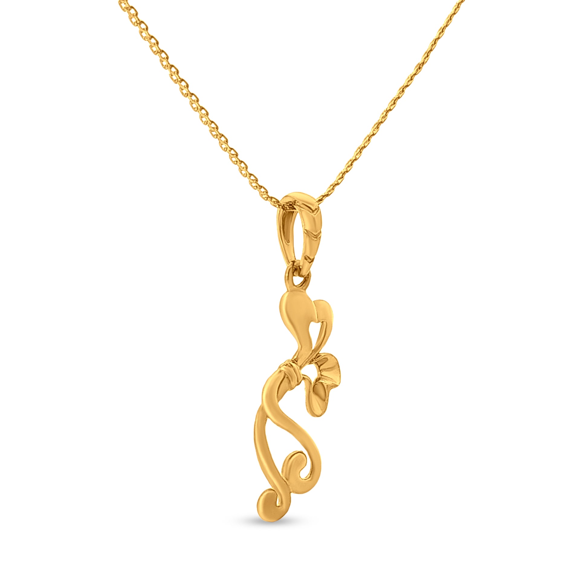 22K Gold Double Heart with Bow Pendant