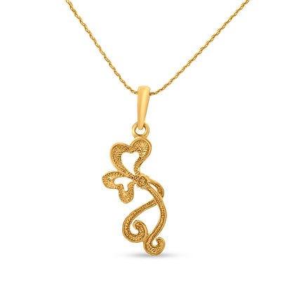 22K Gold Double Heart with Bow Pendant