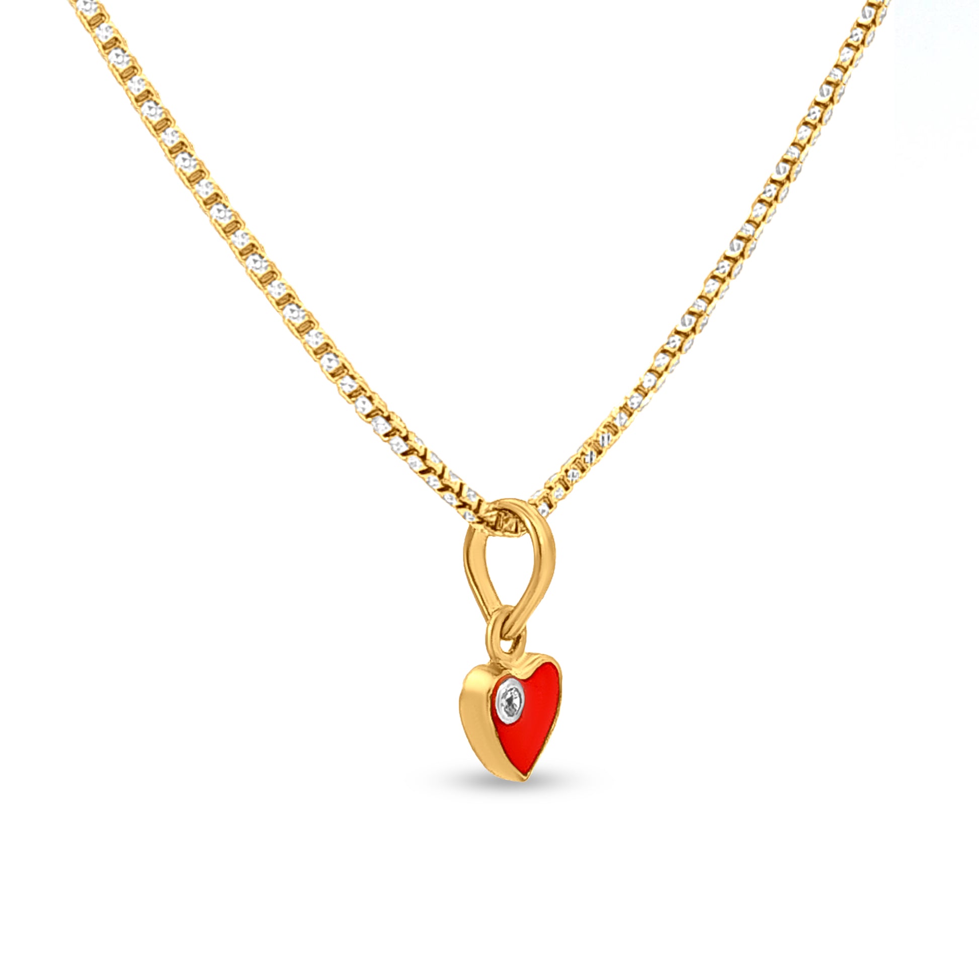 22k Gold Red Heart Pendant