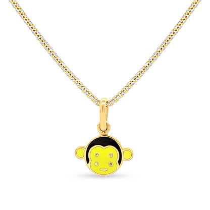 22k Gold Crazy Colorful Monkey Charm Pendant