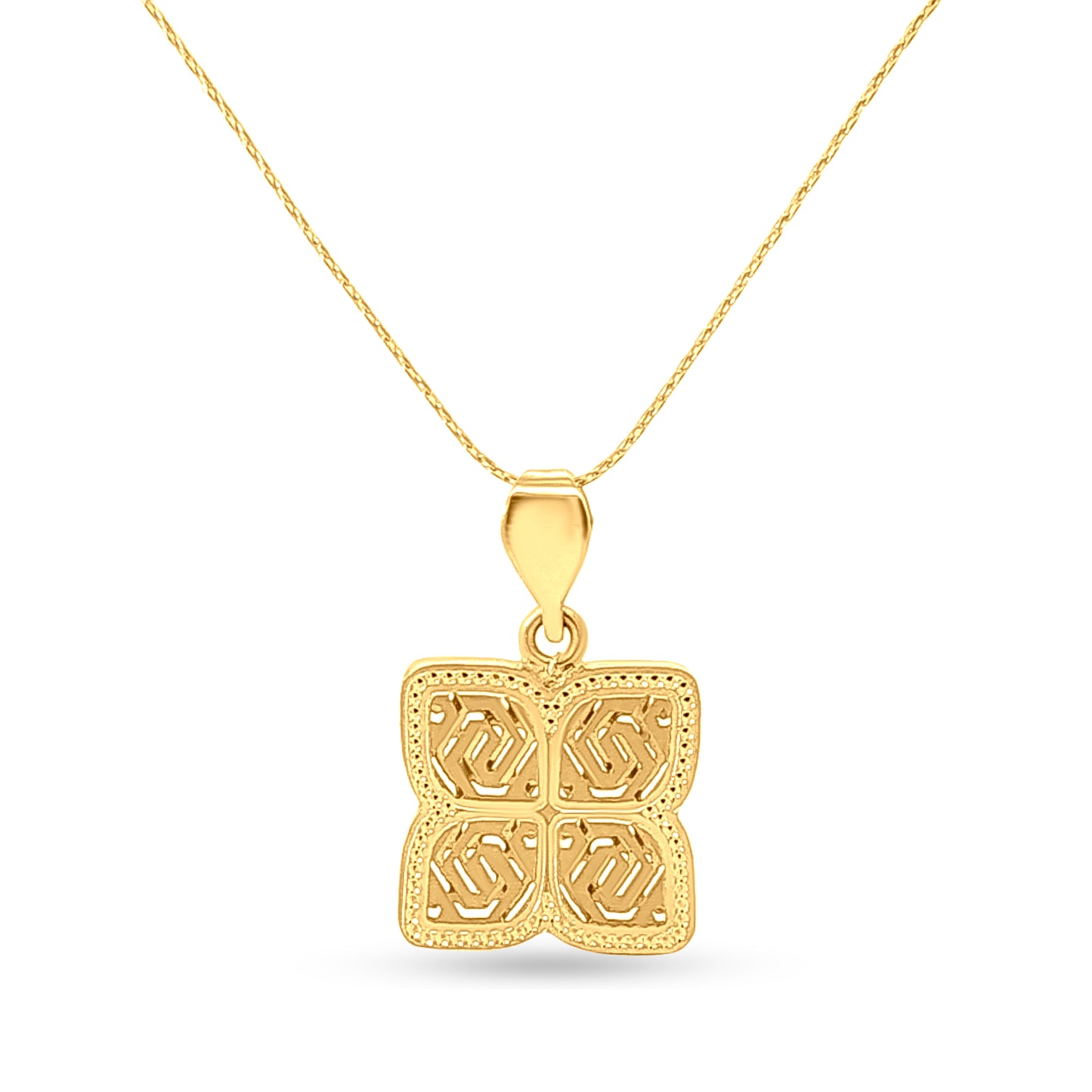 22K Gold Square Pendant For Girls And Women