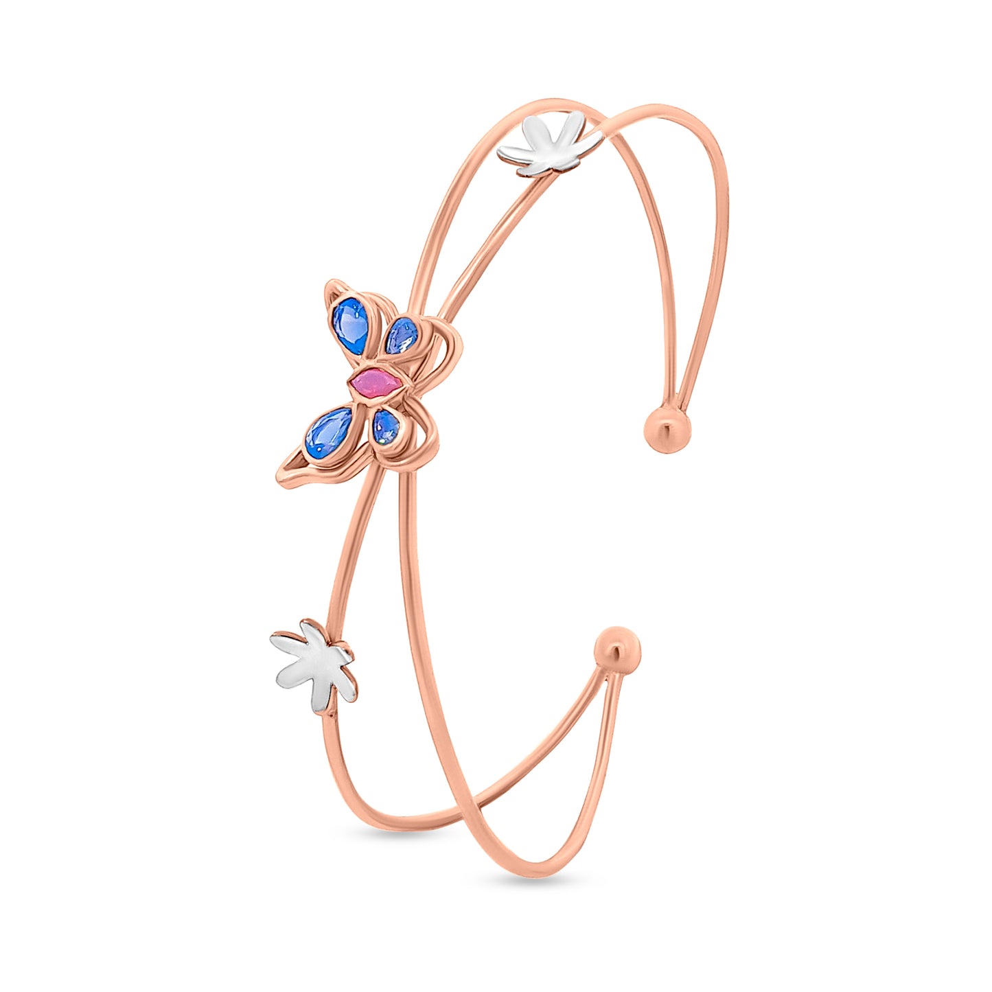 Tara 18K Rose Gold Floral-Butterfly Cuff Bangle