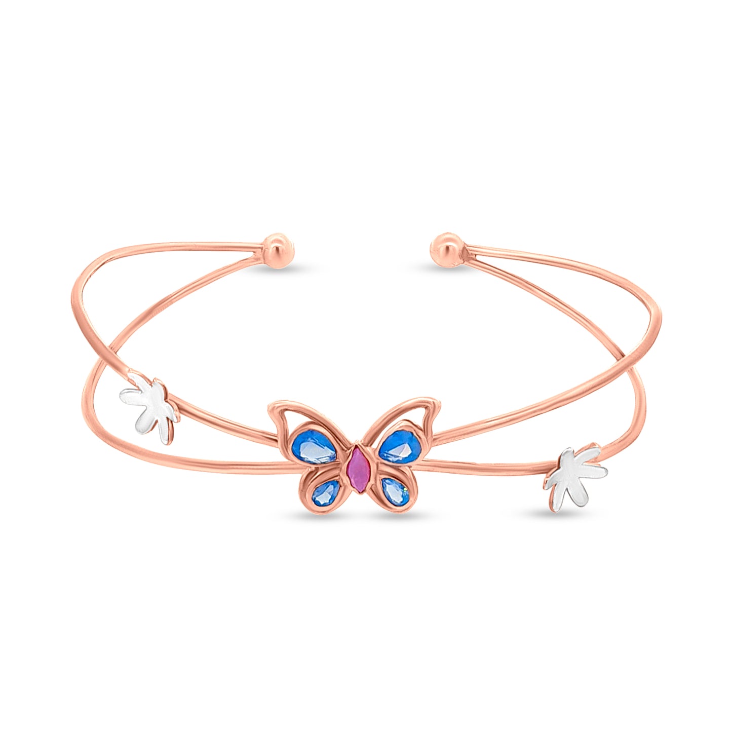 Tara 18K Rose Gold Floral-Butterfly Cuff Bangle