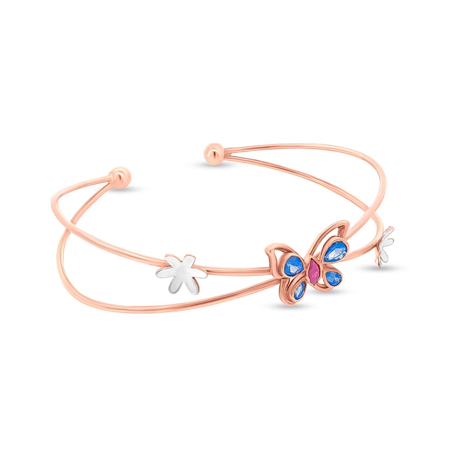 Tara 18K Rose Gold Floral-Butterfly Cuff Bangle