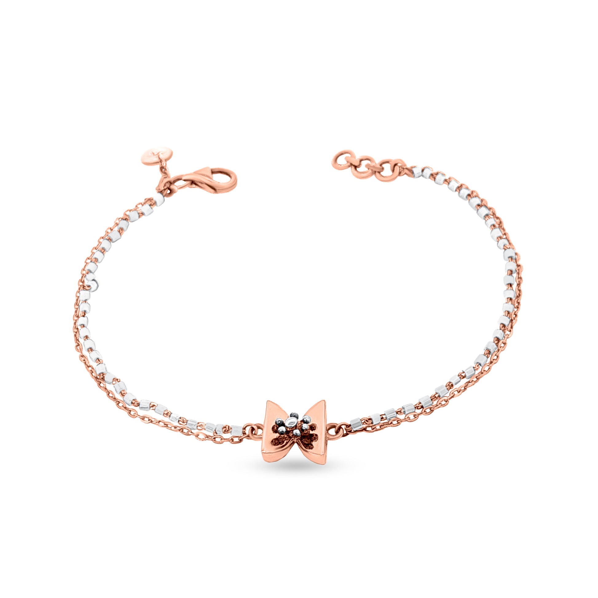 18K Rose Gold Bow Motif Chain Bracelet