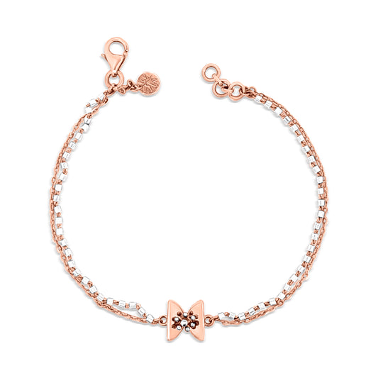 18K Rose Gold Bow Motif Chain Bracelet