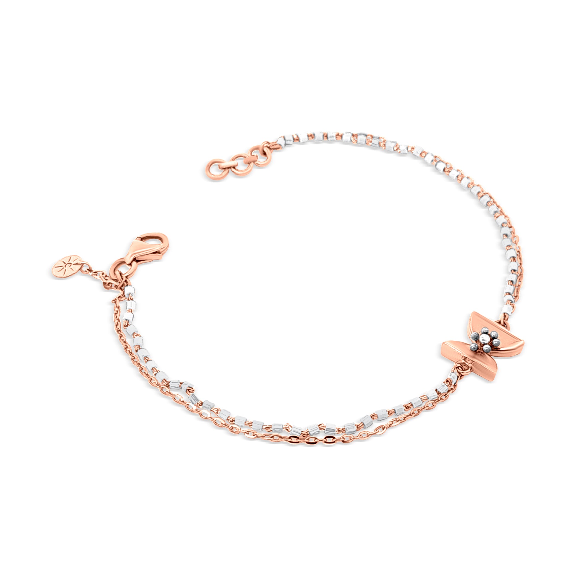 18K Rose Gold Bow Motif Chain Bracelet