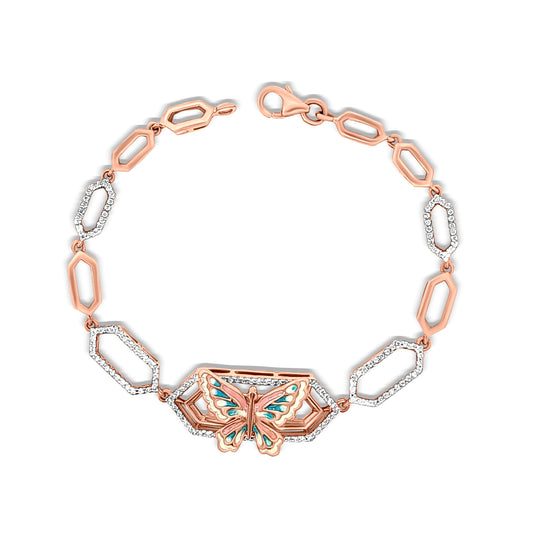 18K Rose Gold Butterfly Chain Bracelet