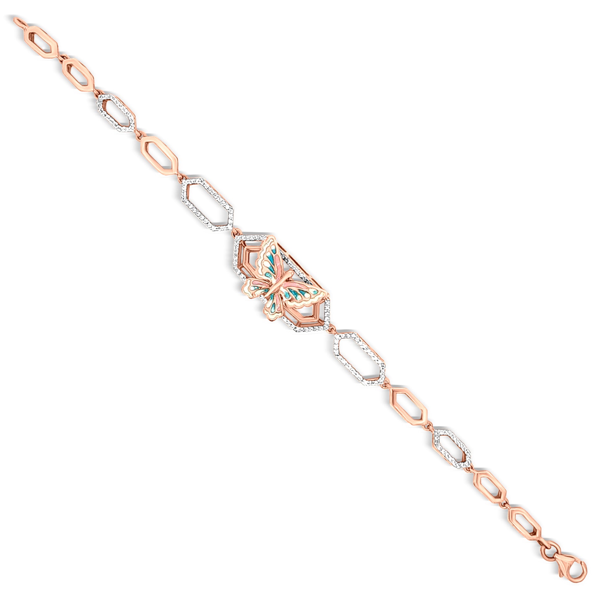 18K Rose Gold Butterfly Chain Bracelet