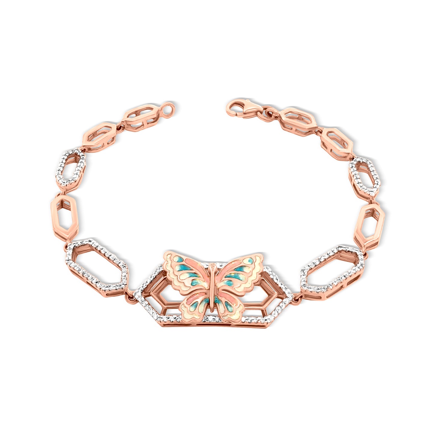 18K Rose Gold Butterfly Chain Bracelet