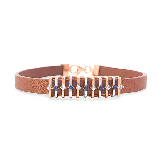 18k Rose Gold Leather Bracelet For Women