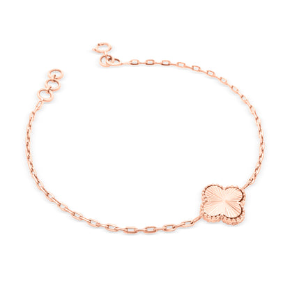 18k Rose Gold Clover Leaf Bracelet For Women