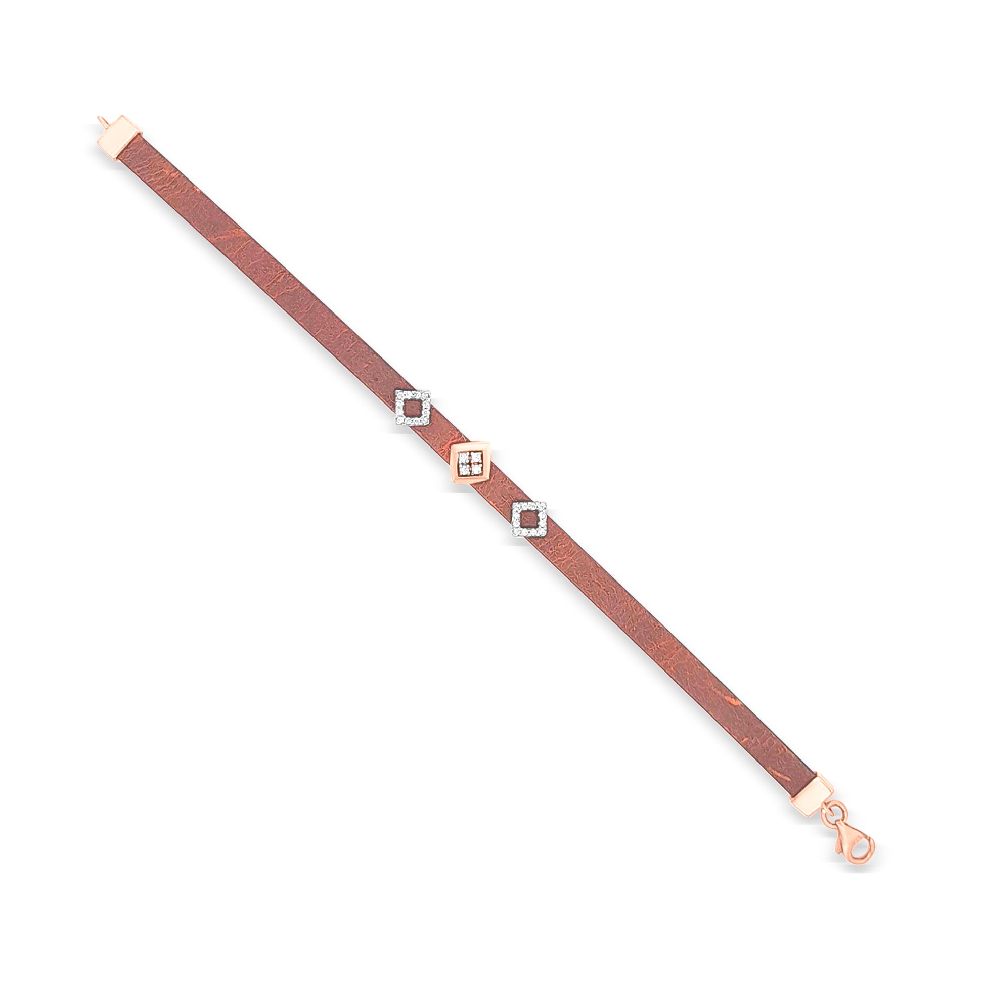 18k Rose Gold Leather Bracelet For Ladies