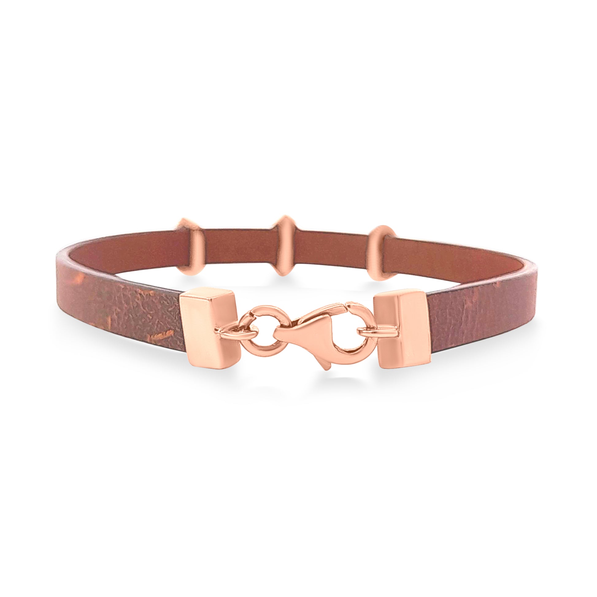 18k Rose Gold Leather Bracelet For Ladies