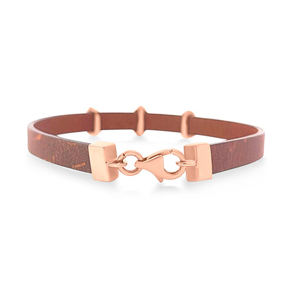 18k Rose Gold Leather Bracelet For Ladies