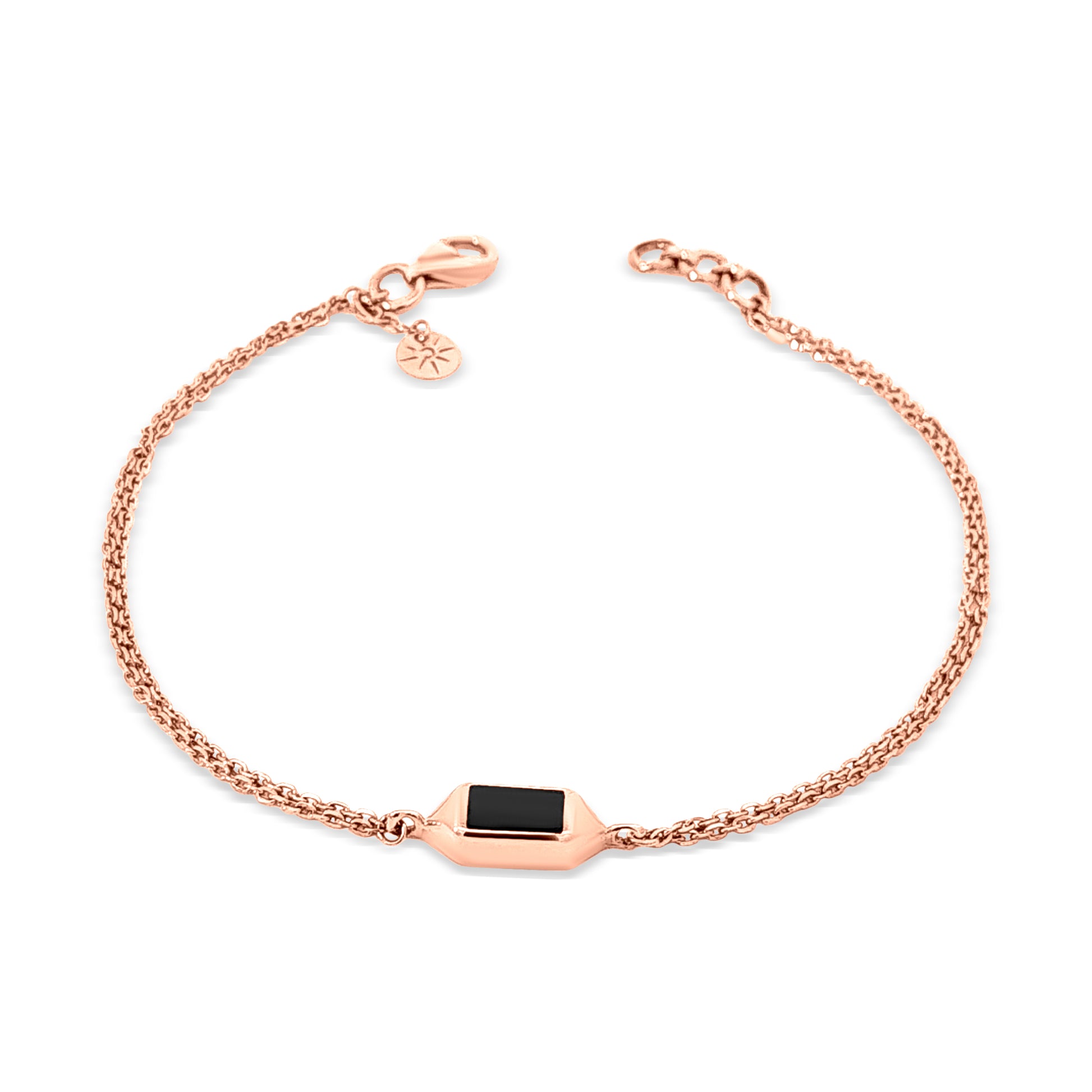 18K Rose Gold Black Enamel Chain Bracelet