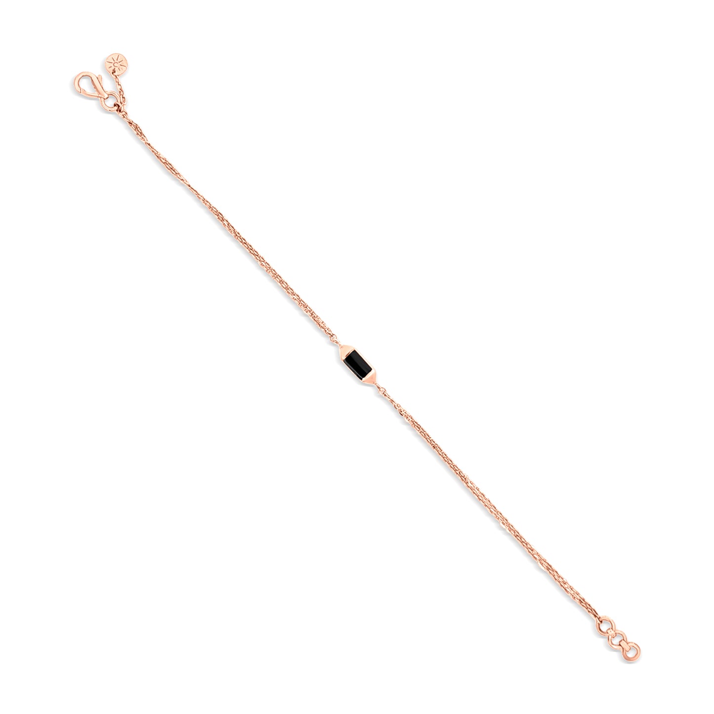 18K Rose Gold Black Enamel Chain Bracelet